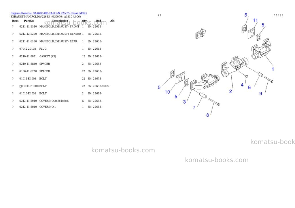 Komatsu saa6d140e-2a-8 s/n 22537-up Parts catalog cover Page 6 Komatsu saa6d140e-2a-8 s/n 22537-up Parts catalog cover Page 6