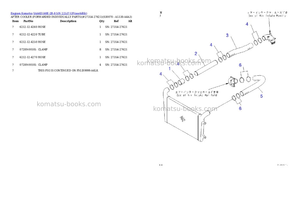 Komatsu SAA6D140E-2B-8 S/N 22537-UP Parts catalog cover Page 6
