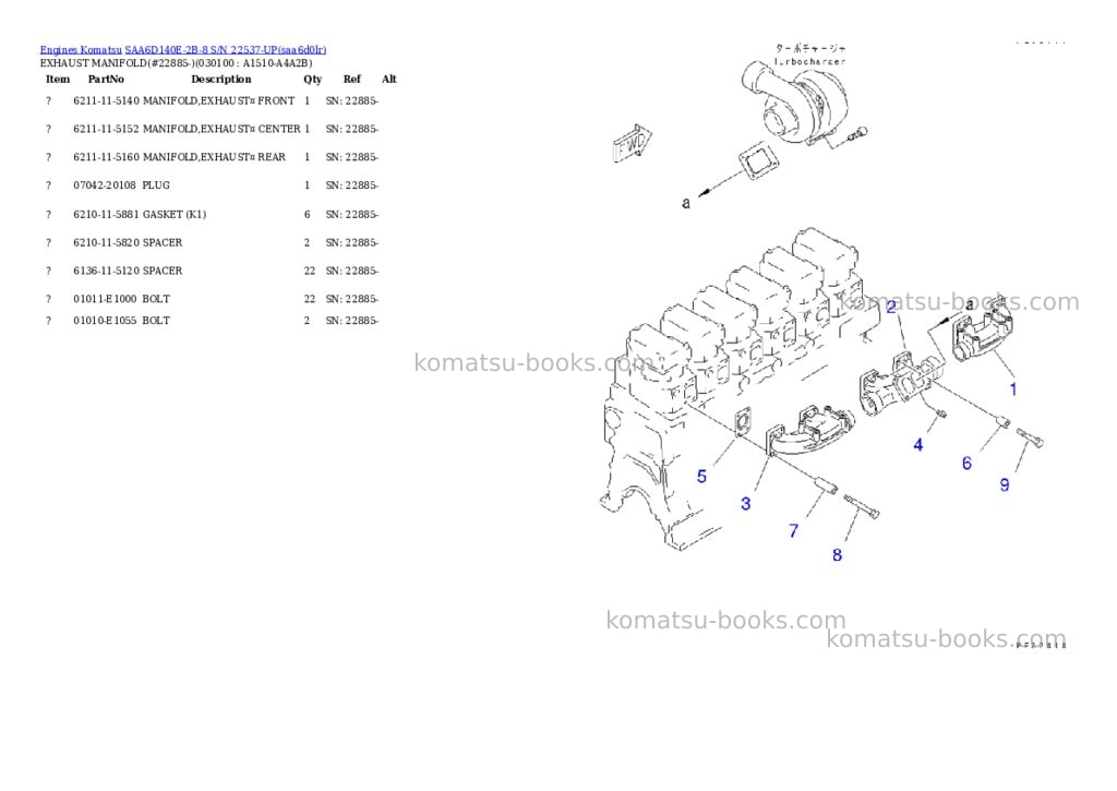 Komatsu SAA6D140E-2B-8 S/N 22537-UP Parts catalog cover Page 9