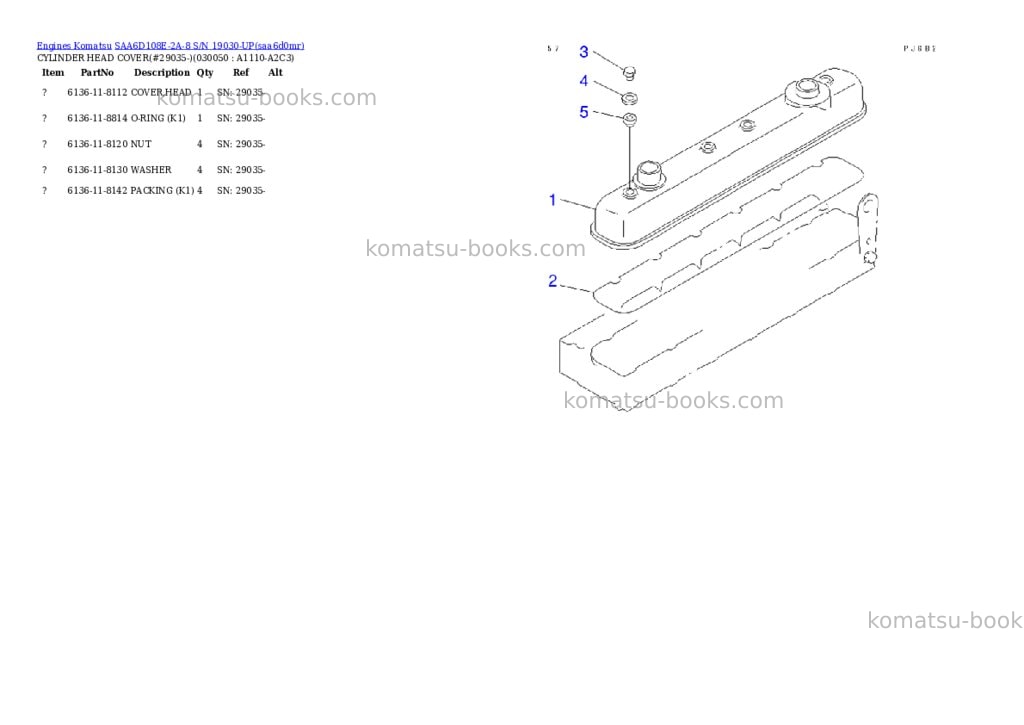 Komatsu saa6d108e-2a-8 s/n 19030-up Parts catalog cover Page 4