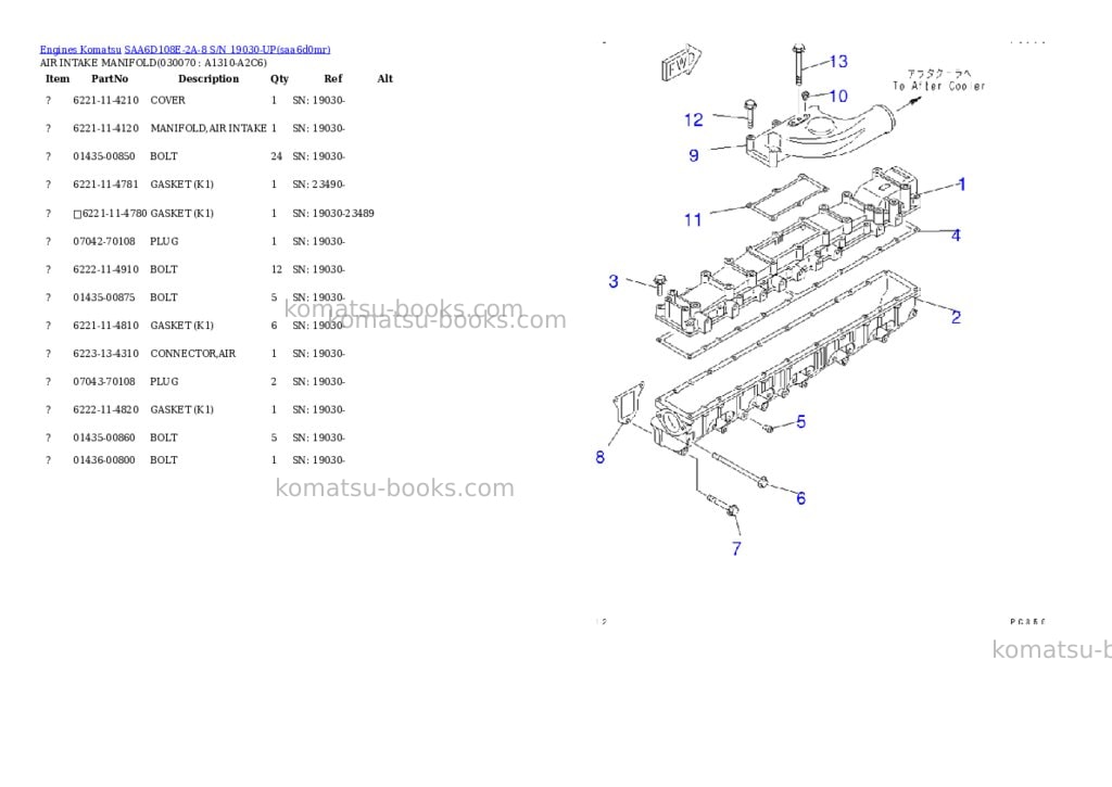 Komatsu saa6d108e-2a-8 s/n 19030-up Parts catalog cover Page 6