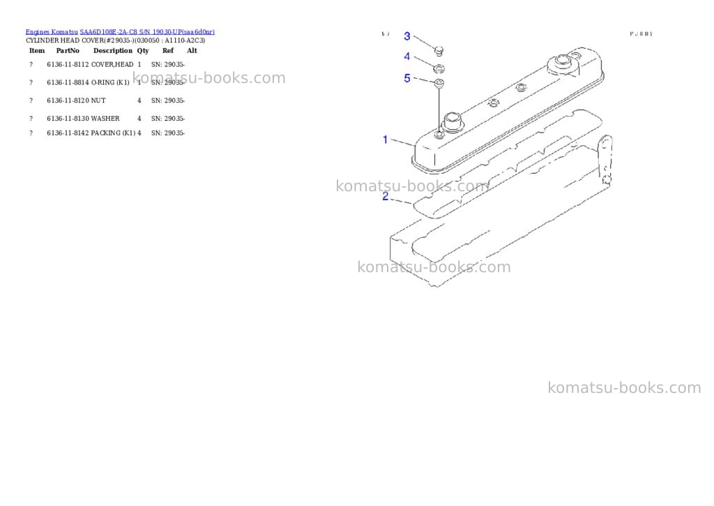 Komatsu SAA6D108E-2A-C8 S/N 19030-UP Parts catalog cover Page 4 Komatsu SAA6D108E-2A-C8 S/N 19030-UP Parts catalog cover Page 4