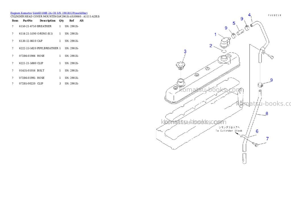 Komatsu SAA6D108E-2A-C8 S/N 19030-UP Parts catalog cover Page 5 Komatsu SAA6D108E-2A-C8 S/N 19030-UP Parts catalog cover Page 5