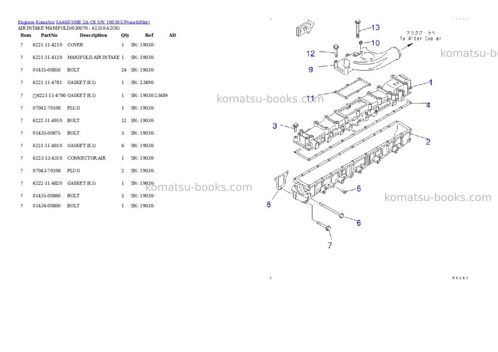 Komatsu SAA6D108E-2A-C8 S/N 19030-UP Parts catalog cover Page 6 Komatsu SAA6D108E-2A-C8 S/N 19030-UP Parts catalog cover Page 6