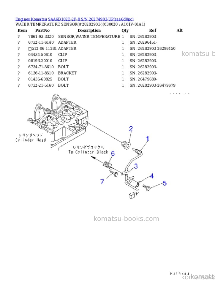 Komatsu SAA6D102E-2F-8 S/N 26274903-UP Parts catalog cover
