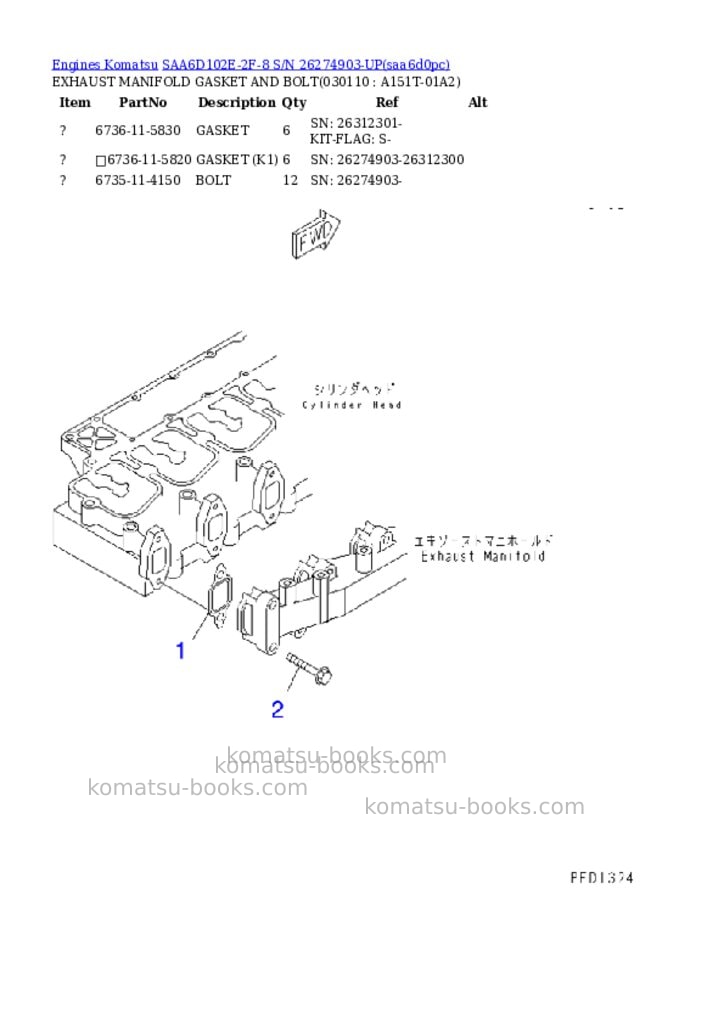 Komatsu SAA6D102E-2F-8 S/N 26274903-UP Parts catalog cover Page 10