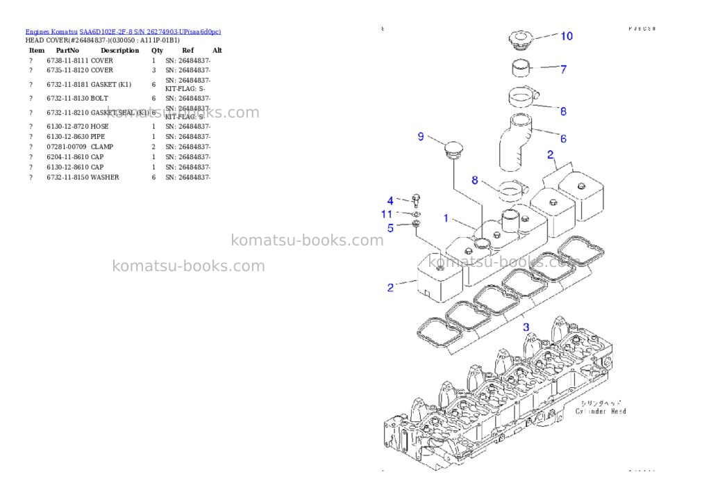 Komatsu SAA6D102E-2F-8 S/N 26274903-UP Parts catalog cover Page 4