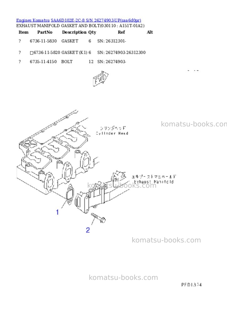 Komatsu SAA6D102E-2C-8 S/N 26274903-UP Parts catalog cover Page 9