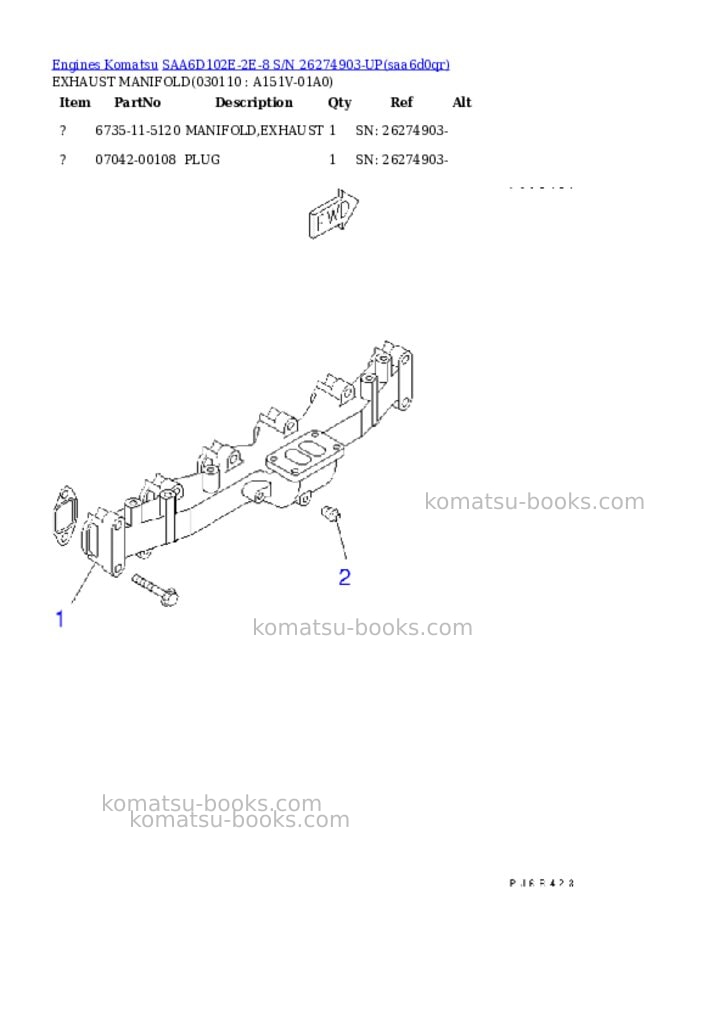 Komatsu SAA6D102E-2E-8 S/N 26274903-UP Parts catalog cover Page 10