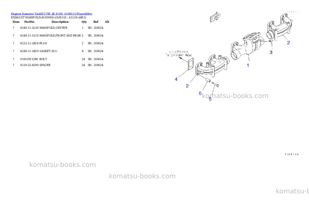 Komatsu SAA6D170E-3E-8 S/N 310001-UP Parts catalog cover Page 10 Komatsu SAA6D170E-3E-8 S/N 310001-UP Parts catalog cover Page 10