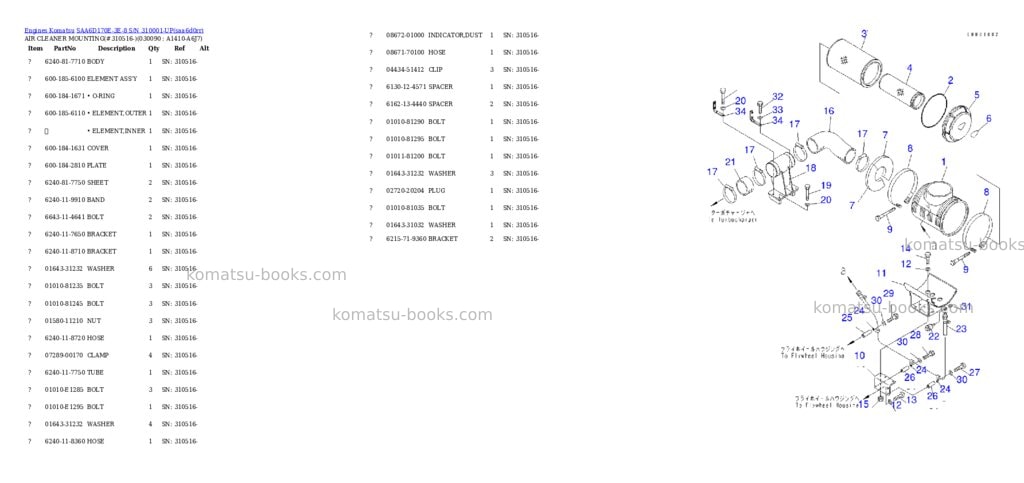 Komatsu SAA6D170E-3E-8 S/N 310001-UP Parts catalog cover Page 8 Komatsu SAA6D170E-3E-8 S/N 310001-UP Parts catalog cover Page 8