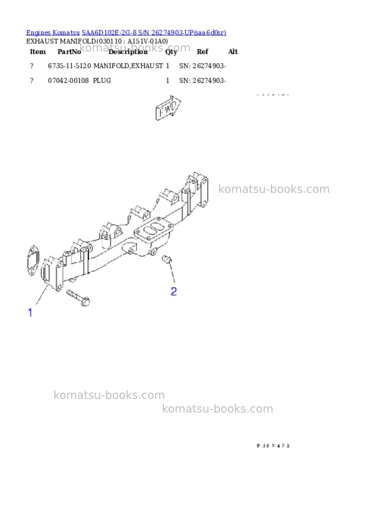 Komatsu saa6d102e-2g-8 s/n 26274903-up Parts catalog cover Page 10