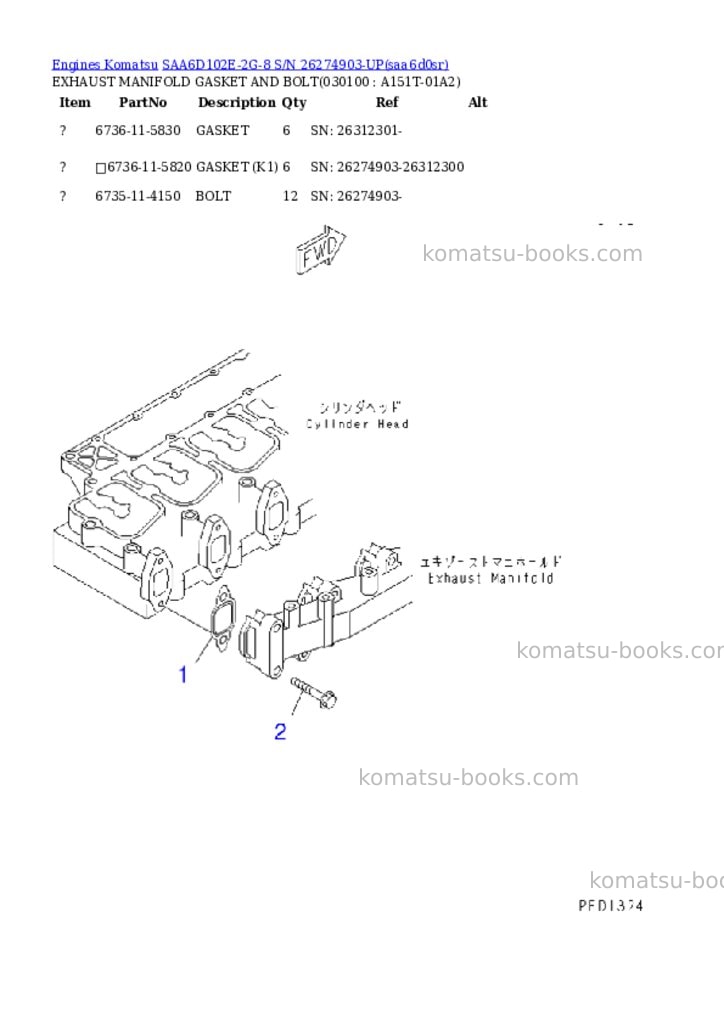 Komatsu saa6d102e-2g-8 s/n 26274903-up Parts catalog cover Page 9