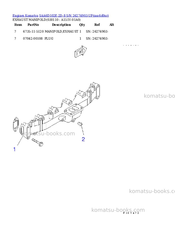 Komatsu SAA6D102E-2D-8 S/N 26274903-UP Parts catalog cover Page 10
