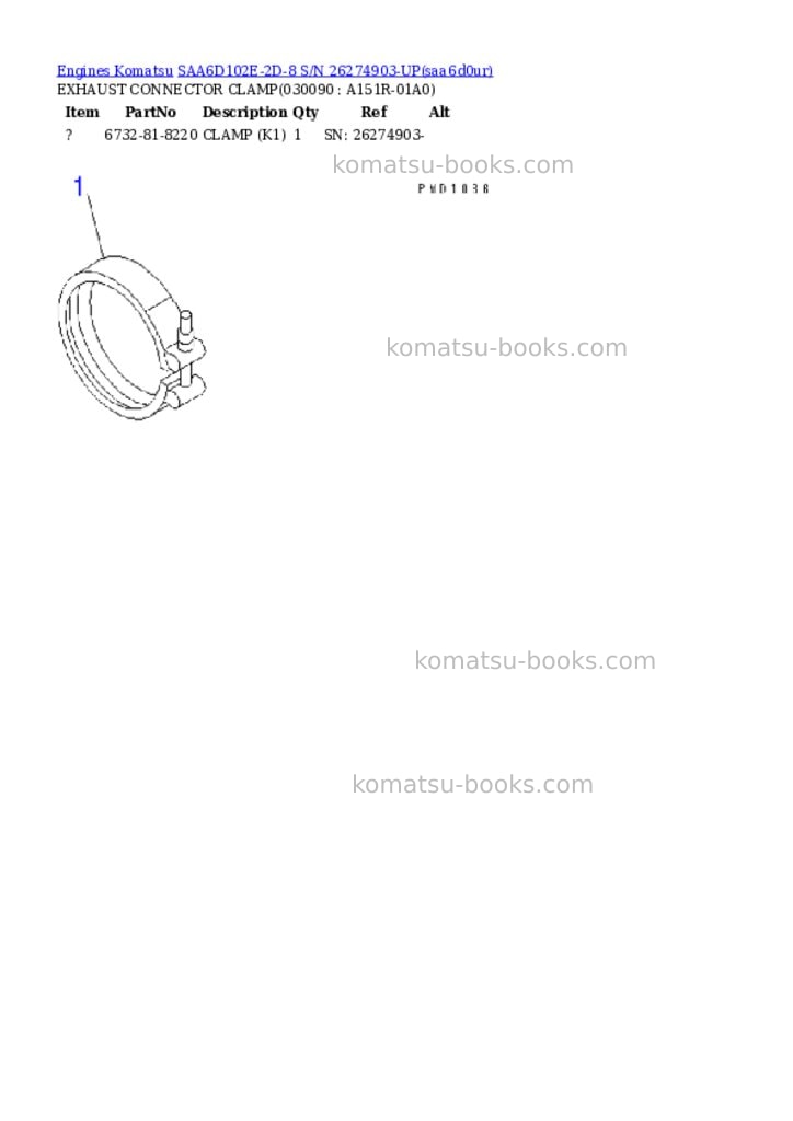 Komatsu SAA6D102E-2D-8 S/N 26274903-UP Parts catalog cover Page 8