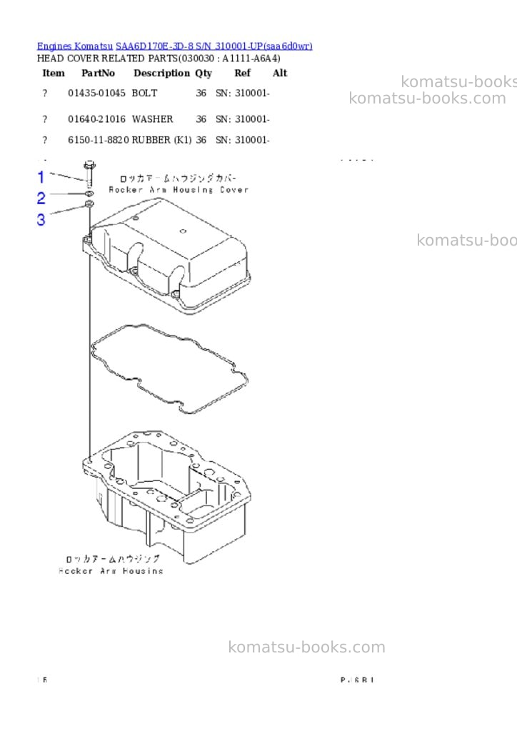 Komatsu SAA6D170E-3D-8 S/N 310001-UP Parts catalog cover Page 2 Komatsu SAA6D170E-3D-8 S/N 310001-UP Parts catalog cover Page 2