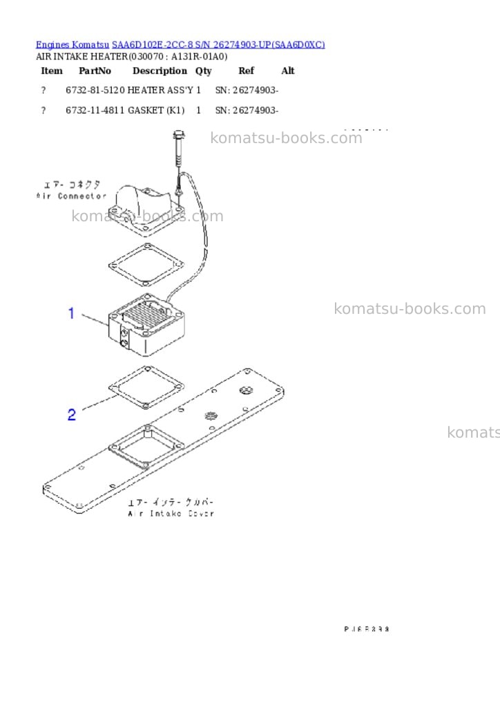 Komatsu saa6d102e-2cc-8 s/n 26274903-up Parts catalog cover Page 6 Komatsu saa6d102e-2cc-8 s/n 26274903-up Parts catalog cover Page 6