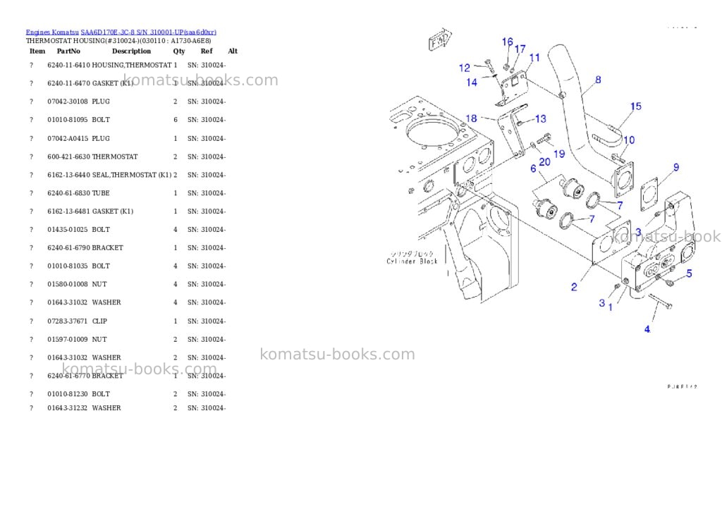 Komatsu SAA6D170E-3C-8 S/N 310001-UP Parts catalog cover Page 10 Komatsu SAA6D170E-3C-8 S/N 310001-UP Parts catalog cover Page 10