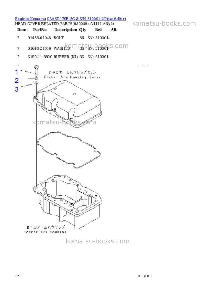 Komatsu SAA6D170E-3C-8 S/N 310001-UP Parts catalog cover Page 2 Komatsu SAA6D170E-3C-8 S/N 310001-UP Parts catalog cover Page 2