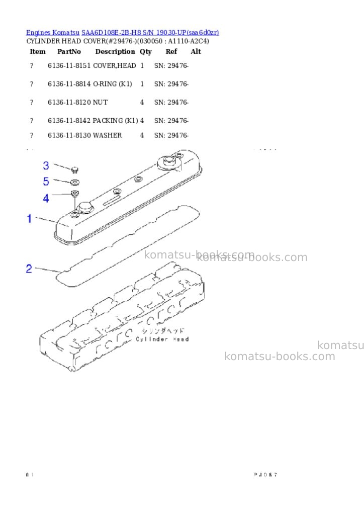 Komatsu saa6d108e-2b-h8 s/n 19030-up Parts catalog cover Page 4 Komatsu saa6d108e-2b-h8 s/n 19030-up Parts catalog cover Page 4