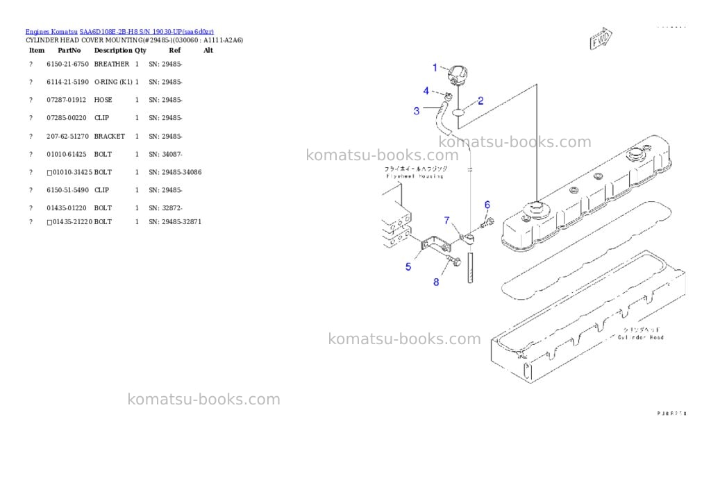 Komatsu saa6d108e-2b-h8 s/n 19030-up Parts catalog cover Page 5 Komatsu saa6d108e-2b-h8 s/n 19030-up Parts catalog cover Page 5