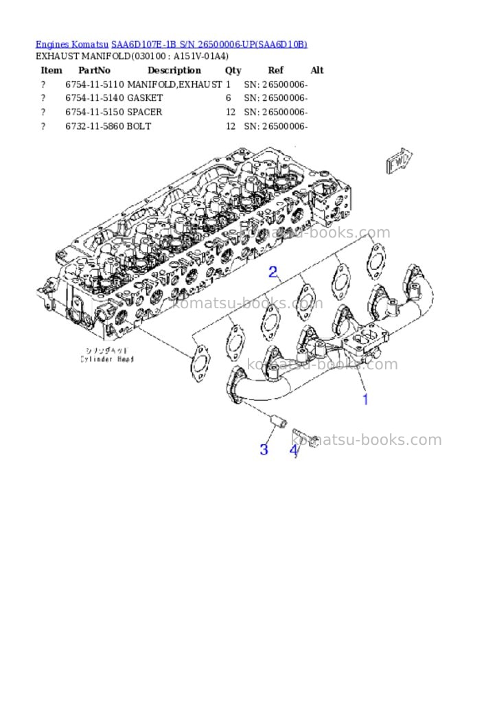 Komatsu saa6d107e-1b s/n 26500006-up Parts catalog cover Page 9