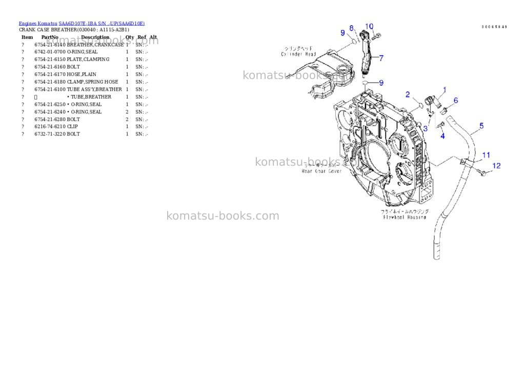 Komatsu saa6d107e-1ba s/n .-up Parts catalog cover Page 3