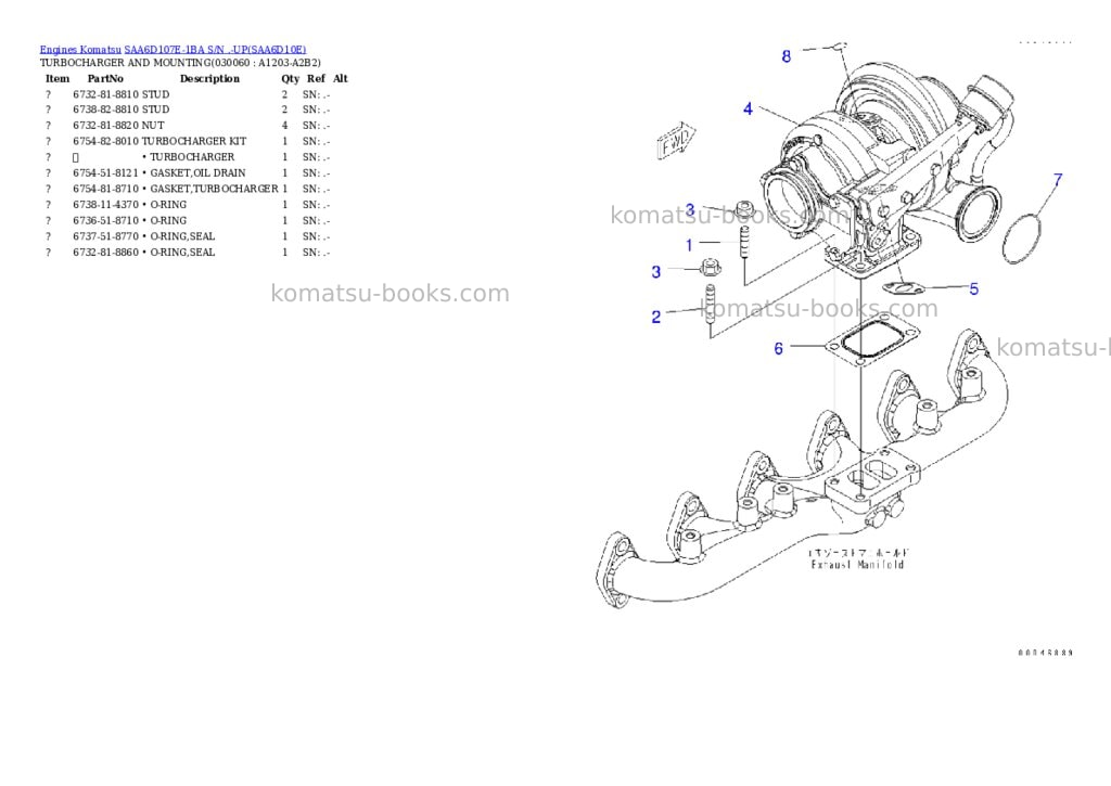 Komatsu saa6d107e-1ba s/n .-up Parts catalog cover Page 5