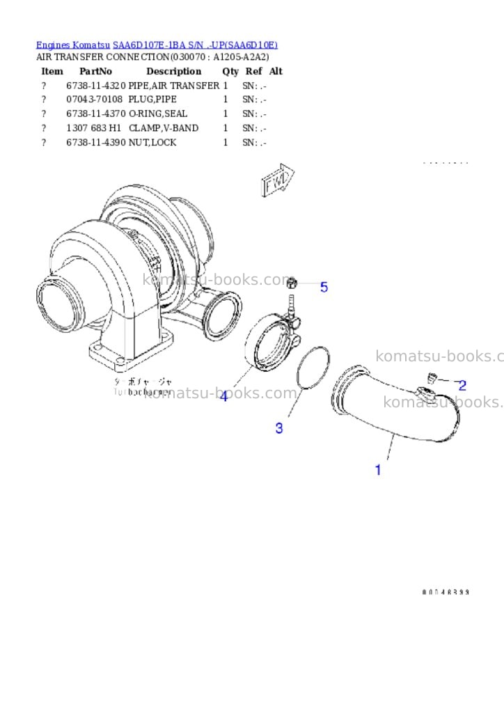 Komatsu saa6d107e-1ba s/n .-up Parts catalog cover Page 6