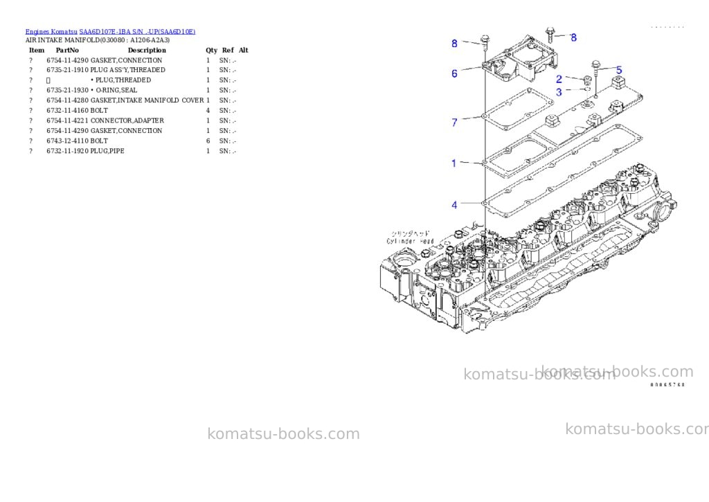Komatsu saa6d107e-1ba s/n .-up Parts catalog cover Page 7