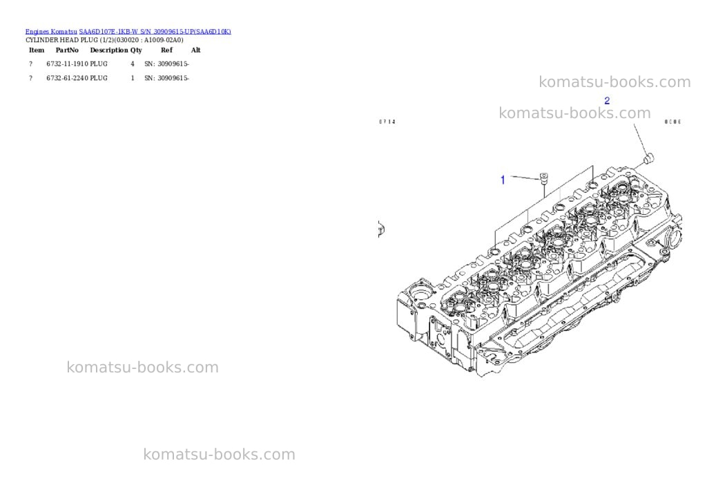 Komatsu saa6d107e-1kb-w s/n 30909615-up Parts catalog cover Komatsu saa6d107e-1kb-w s/n 30909615-up Parts catalog cover