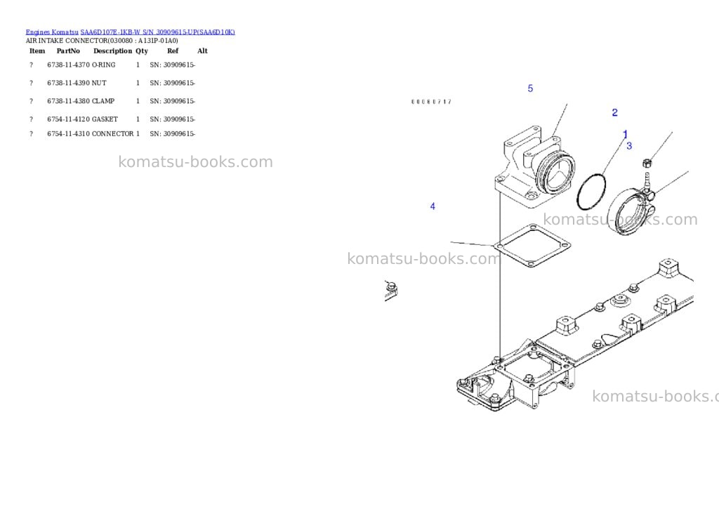 Komatsu saa6d107e-1kb-w s/n 30909615-up Parts catalog cover Page 7 Komatsu saa6d107e-1kb-w s/n 30909615-up Parts catalog cover Page 7