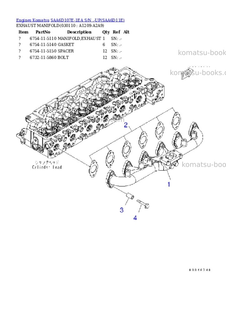 Komatsu saa6d107e-1ea s/n .-up Parts catalog cover Page 10