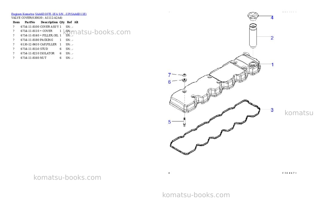 Komatsu saa6d107e-1ea s/n .-up Parts catalog cover Page 2