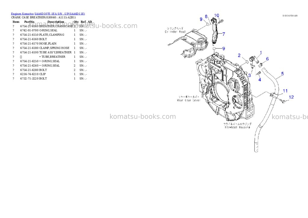 Komatsu saa6d107e-1ea s/n .-up Parts catalog cover Page 3