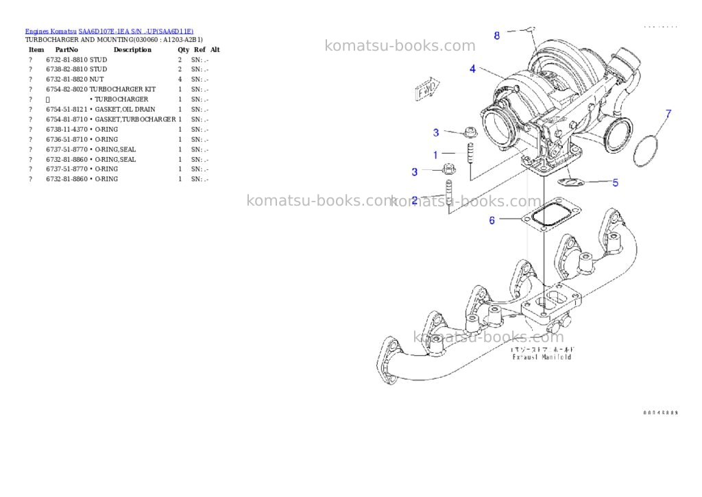 Komatsu saa6d107e-1ea s/n .-up Parts catalog cover Page 5