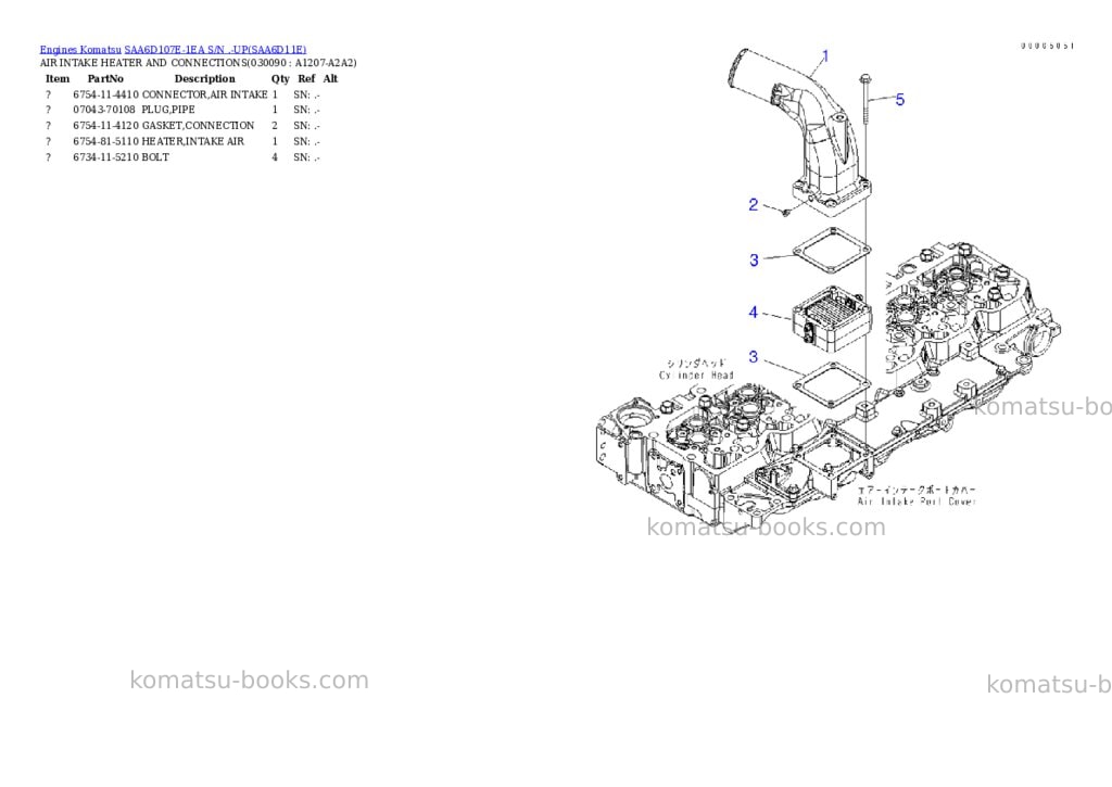 Komatsu saa6d107e-1ea s/n .-up Parts catalog cover Page 8