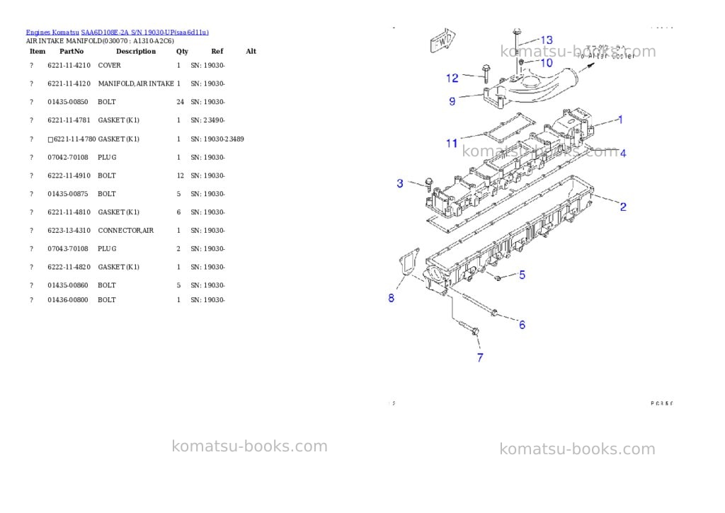 Komatsu saa6d108e-2a s/n 19030-up Parts catalog cover Page 6 Komatsu saa6d108e-2a s/n 19030-up Parts catalog cover Page 6