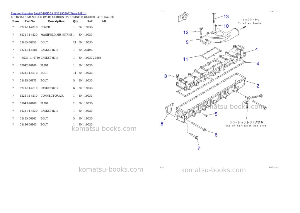Komatsu saa6d108e-2a s/n 19030-up Parts catalog cover Page 7 Komatsu saa6d108e-2a s/n 19030-up Parts catalog cover Page 7