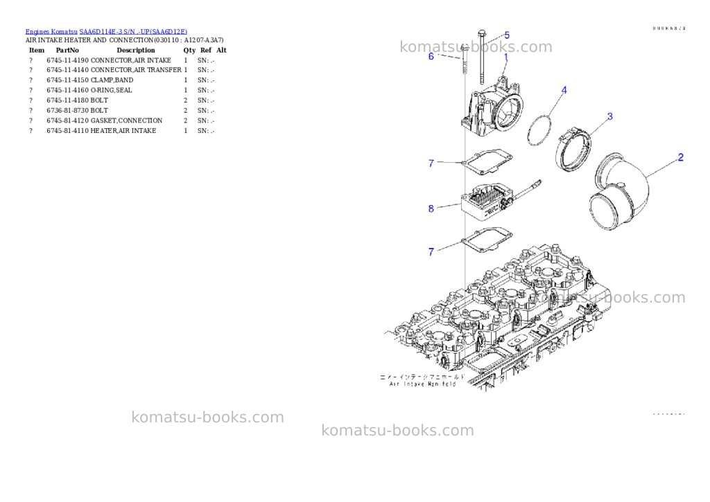 Komatsu saa6d114e-3 s/n .-up Parts catalog cover Page 10