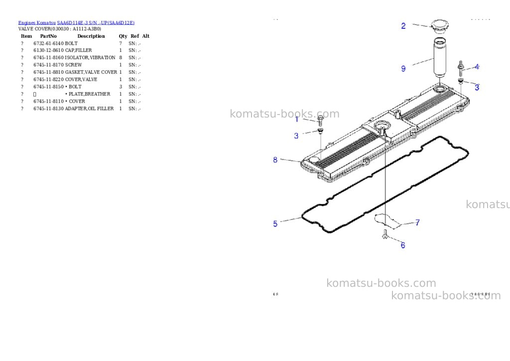 Komatsu saa6d114e-3 s/n .-up Parts catalog cover Page 2