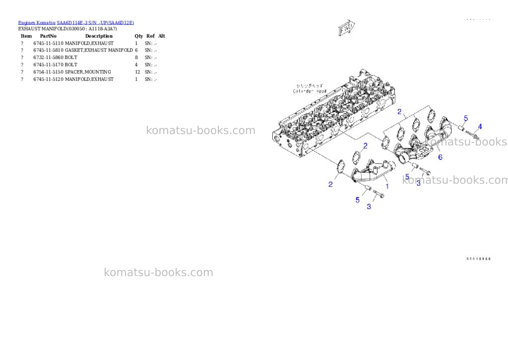 Komatsu saa6d114e-3 s/n .-up Parts catalog cover Page 4