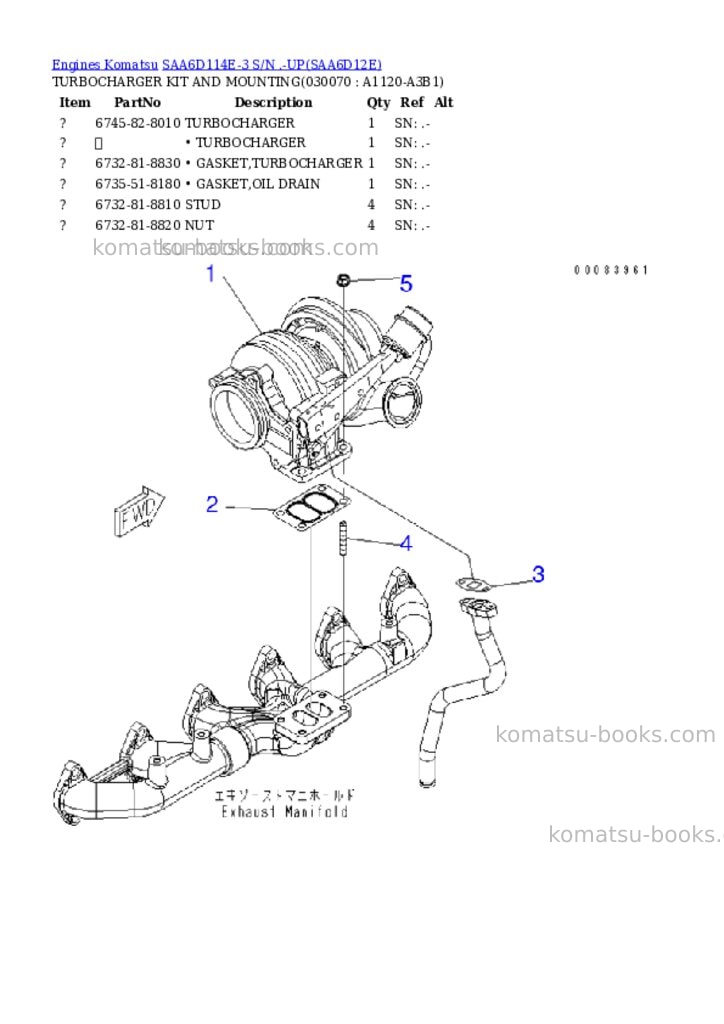 Komatsu saa6d114e-3 s/n .-up Parts catalog cover Page 6