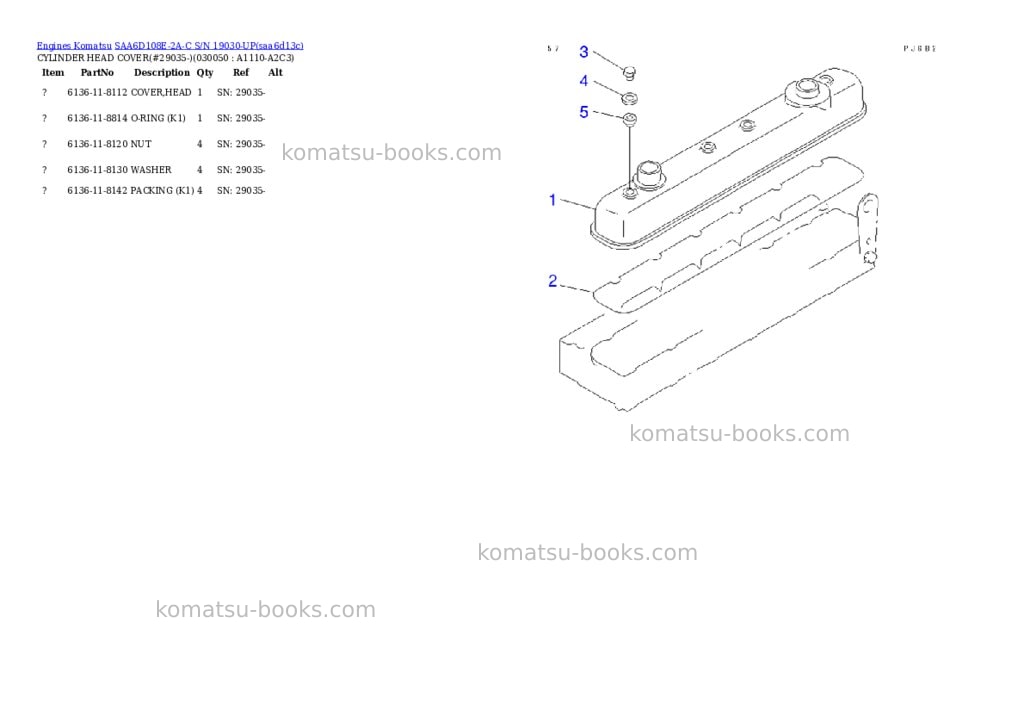 Komatsu SAA6D108E-2A-C S/N 19030-UP Parts catalog cover Page 4 Komatsu SAA6D108E-2A-C S/N 19030-UP Parts catalog cover Page 4