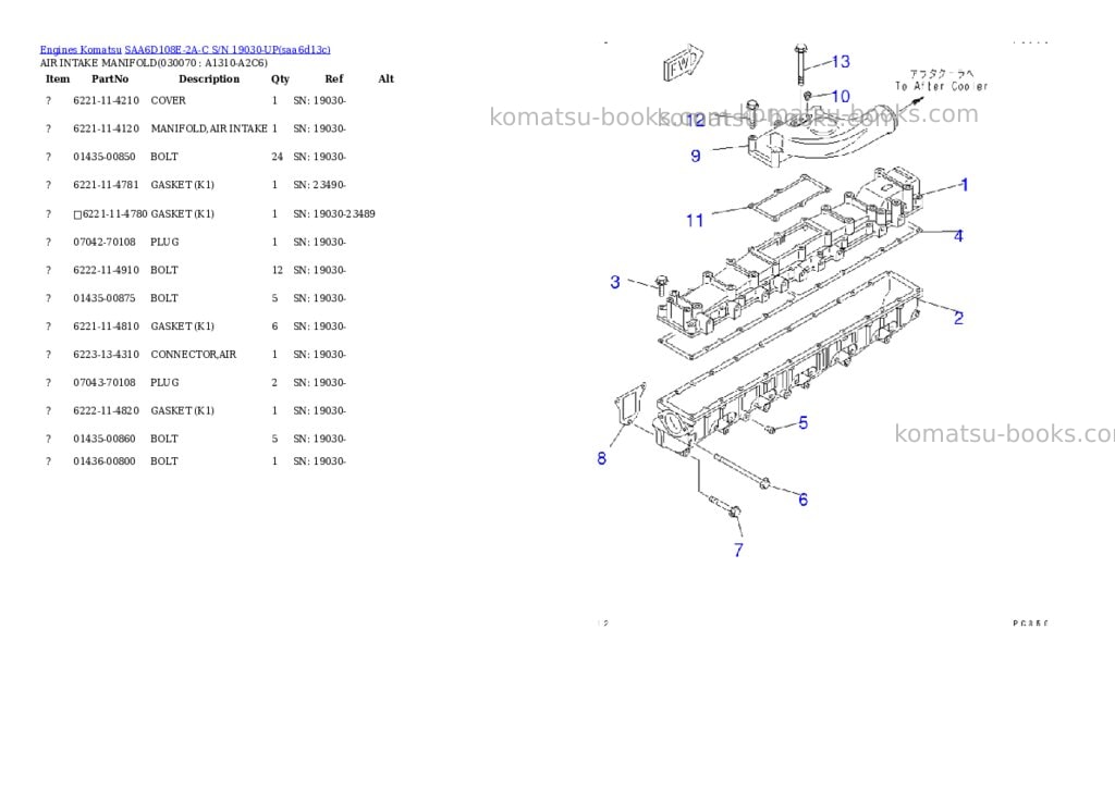 Komatsu SAA6D108E-2A-C S/N 19030-UP Parts catalog cover Page 6 Komatsu SAA6D108E-2A-C S/N 19030-UP Parts catalog cover Page 6