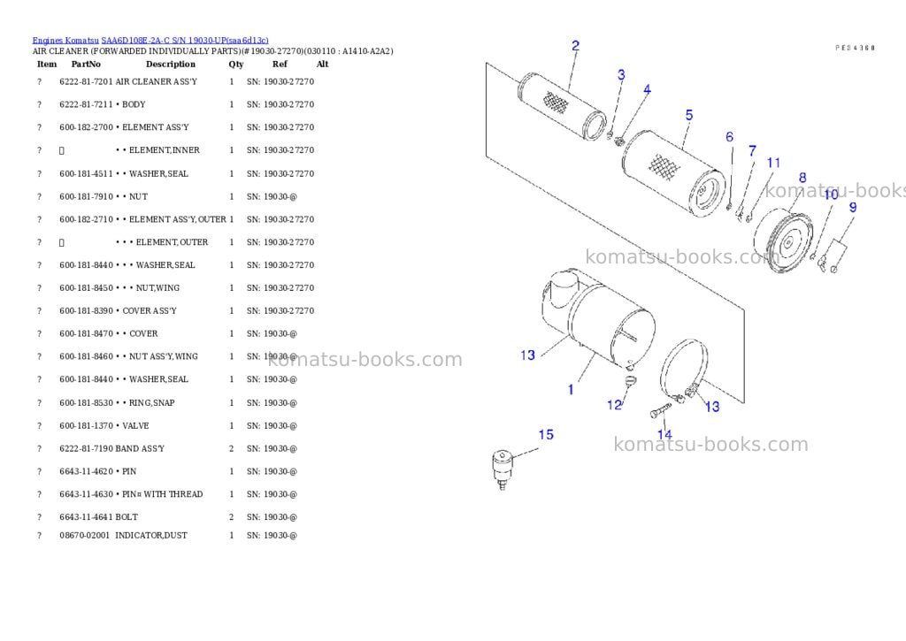 Komatsu SAA6D108E-2A-C S/N 19030-UP Parts catalog cover Page 9 Komatsu SAA6D108E-2A-C S/N 19030-UP Parts catalog cover Page 9