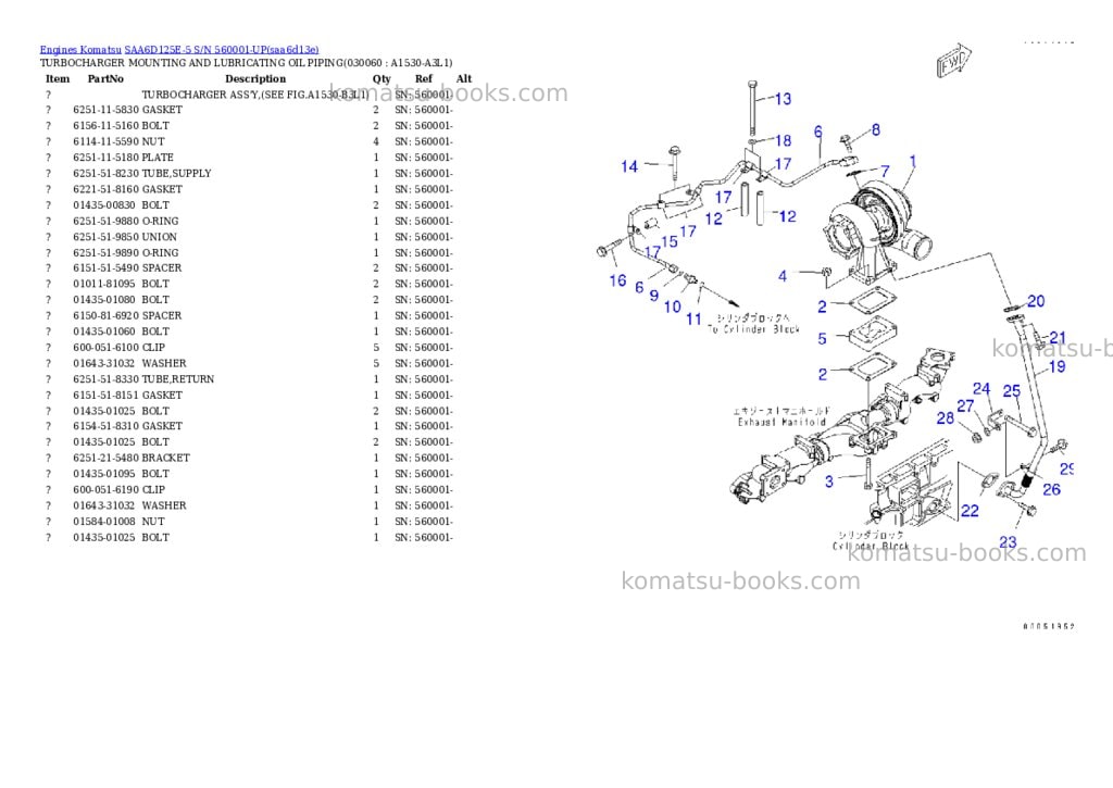 Komatsu saa6d125e-5 s/n 560001-up Parts catalog cover Page 5 Komatsu saa6d125e-5 s/n 560001-up Parts catalog cover Page 5