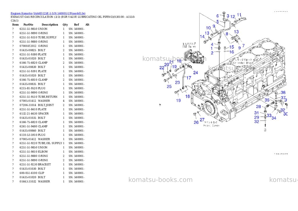 Komatsu saa6d125e-5 s/n 560001-up Parts catalog cover Page 9 Komatsu saa6d125e-5 s/n 560001-up Parts catalog cover Page 9