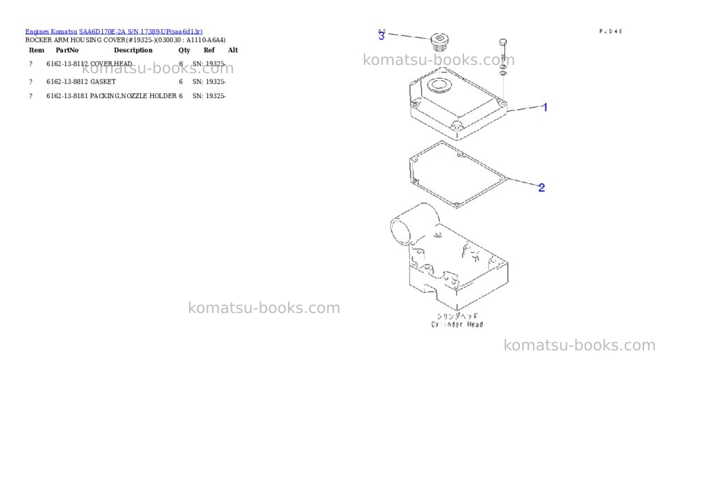 Komatsu saa6d170e-2a s/n 17389-up Parts catalog cover Page 2 Komatsu saa6d170e-2a s/n 17389-up Parts catalog cover Page 2