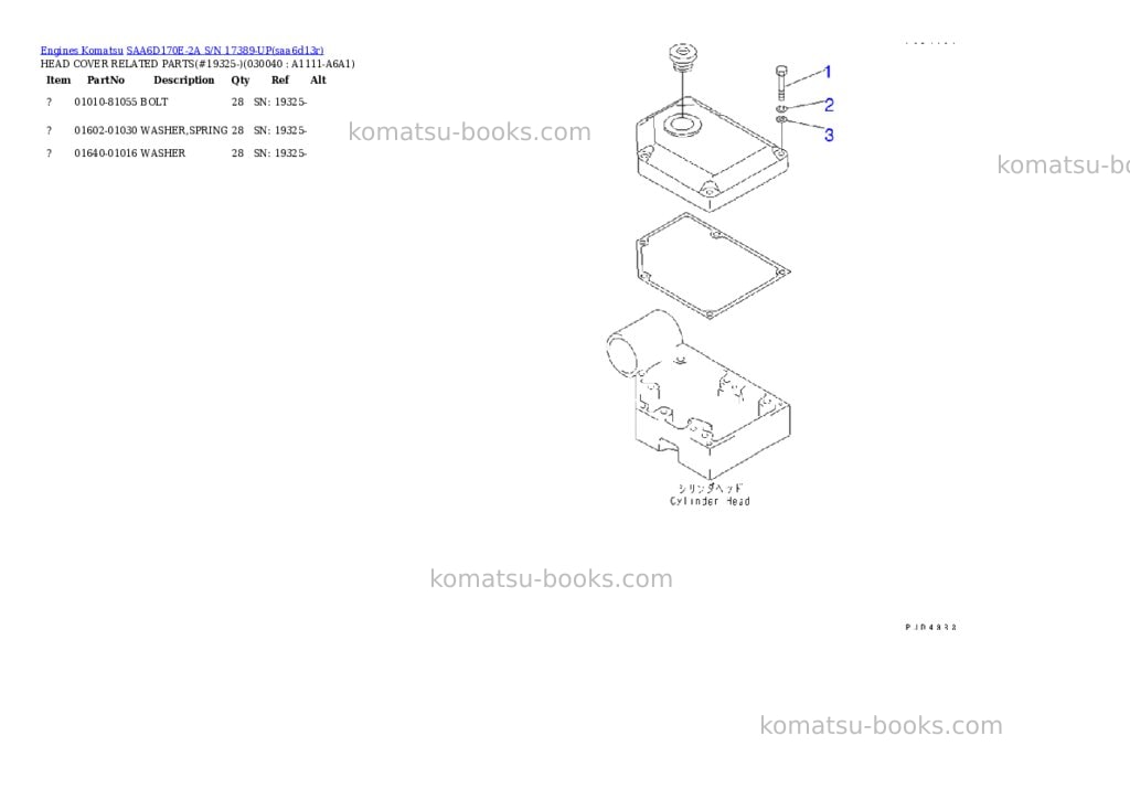 Komatsu saa6d170e-2a s/n 17389-up Parts catalog cover Page 3 Komatsu saa6d170e-2a s/n 17389-up Parts catalog cover Page 3